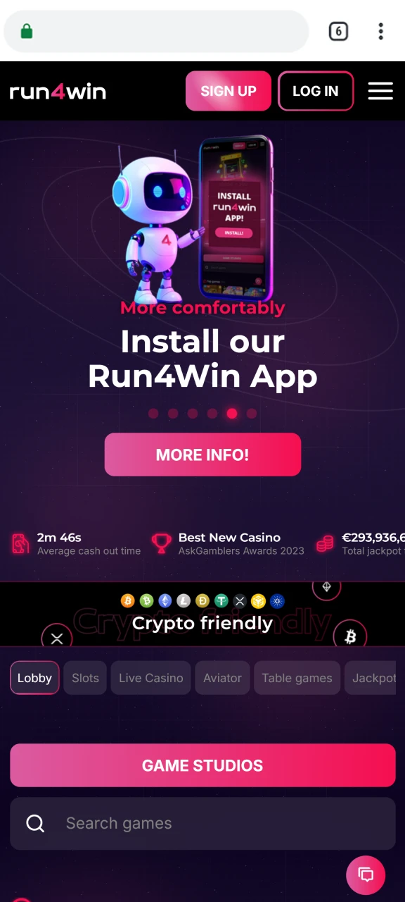 Open the official Run4win website to add a shortcut.