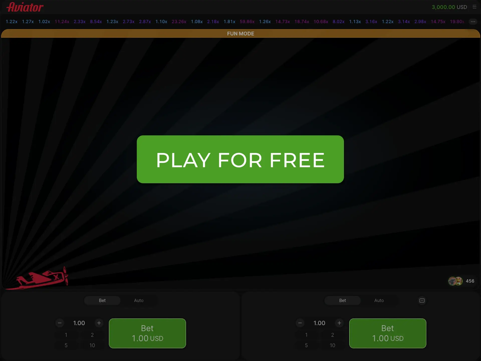 Play the demo version of Aviator for free.